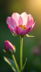 Fototapeta premium Rare wildflower with delicate petals unfolding in morning light, flowers, blooming, whimsical