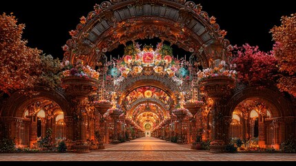 Obraz premium Ornate autumnal archway garden path