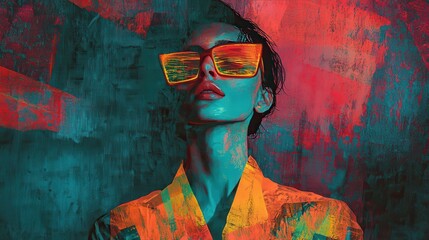Fototapeta premium Abstract Portrait Of A Woman Wearing Stylish Sunglasses