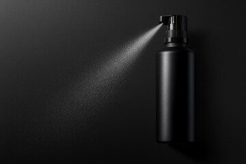 Stylish Black Spray Bottle on Dark Background