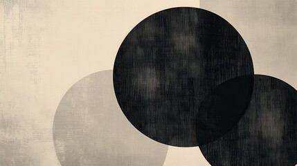 Abstract Beige and Black Circle Art Design