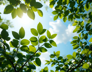 Sunlight Filtering Through Lush Green Leaves on a Bright Day