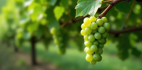 Green vines with ripe grapes hanging from the branch, grapes, nature, vine