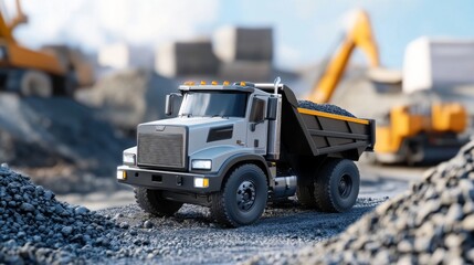 Heavy Duty Dump Truck at a Construction Site - Powerful Machinery in Action