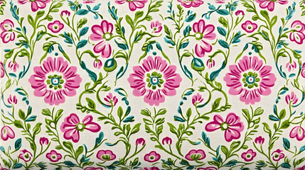 Bold Floral Fabric Pattern Design in Pink and Green Tones for Home Decor Textiles and Upholstery