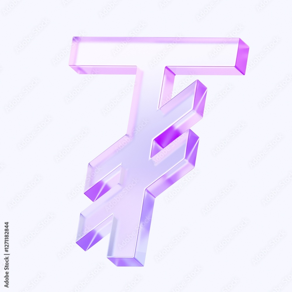 Poster mongolia tugrik currency icon with colorful gradient. 3d rendering illustration for graphic design, 