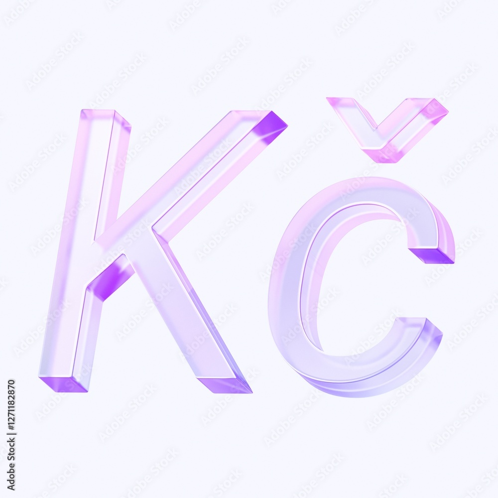 Poster czech koruna currency icon with colorful gradient. 3d rendering illustration for graphic design, ui 