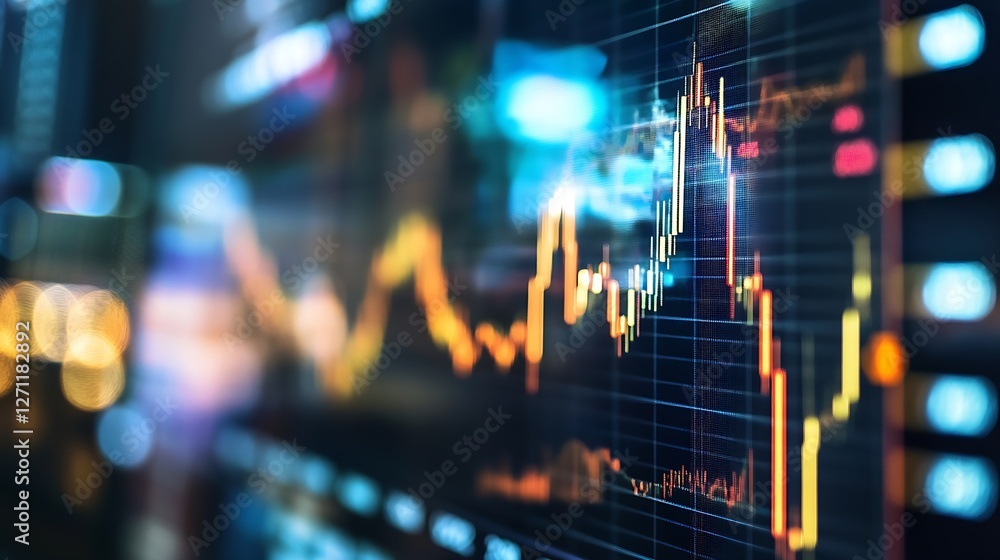 Fototapete high definition display of stock market trends with colorful financial graphs and data analysis : ge