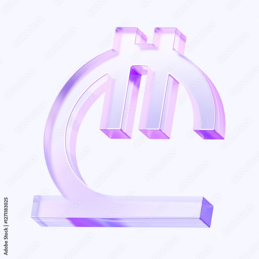 Poster georgia lari currency icon with colorful gradient. 3d rendering illustration for graphic design, ui 
