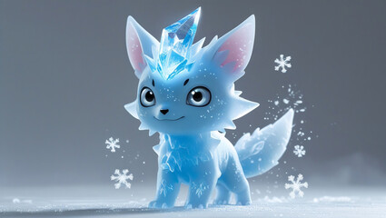 Cute Ice Creature with Crystal Horn.