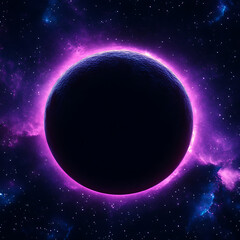 Fototapeta premium Celestial Body Eclipse with Vibrant Nebulae Light Show in the Cosmic Expanse of Space