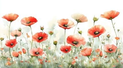 Obraz premium Watercolor Coral Floral Background Design, Simple Gentle Flower Painting, Aesthetic Texture Pattern