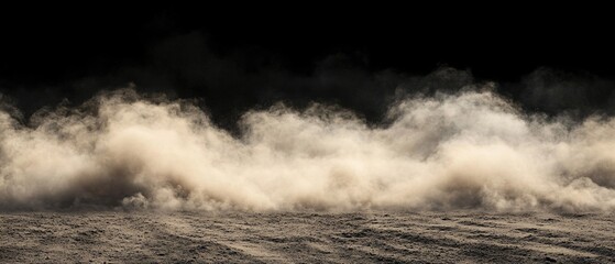 Dense desert dust storm against black sky