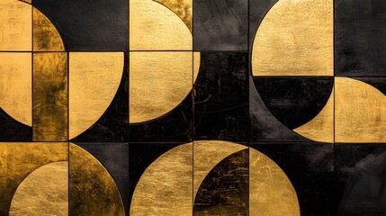 Elegant Geometric Patterns in Metallic Gold and Matte Black