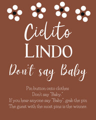 Cielito Lindo Barro Baby Shower Sign Dont Say Baby, Mexican themed Baby Shower Decor, Games