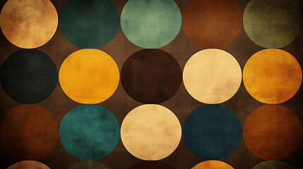 Circles in Retro Hues Array Abstract Art Vintage Style Decorative Design with Round Shapes Backdrop