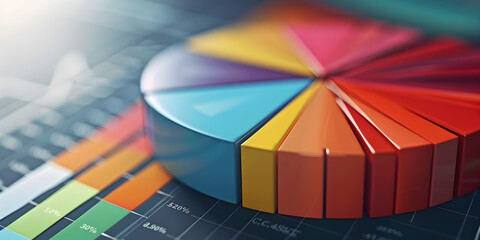 Colorful pie chart on a data background, illustrating statistical information.