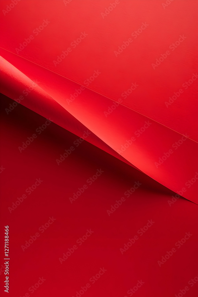 Poster smooth red paper curling at the edge, creating a vibrant backdrop for creative projects