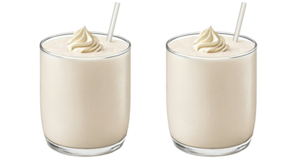 Creamy Vanilla Milkshake or Smoothie Served in a Glass with a Whipped Cream Topping and Straw Refreshing Dairy Indulgence