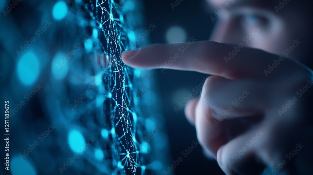 Poster Engaged person interacting with a digital screen showcasing advanced technology and user interface design : Generative AI