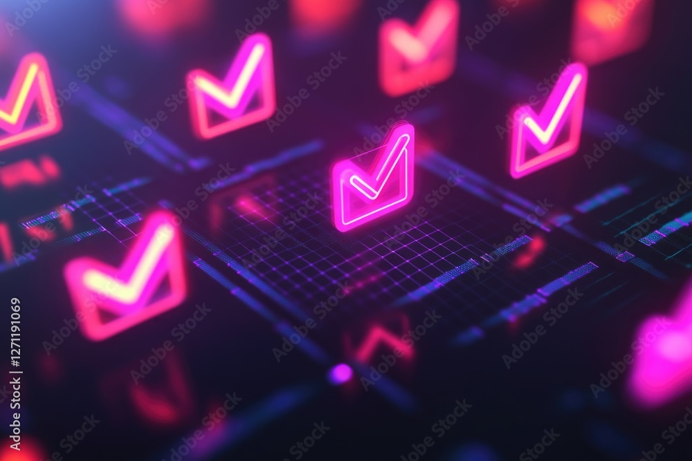 Poster close-up of a computer keyboard with glowing symbols, suitable for tech and computer-related concept