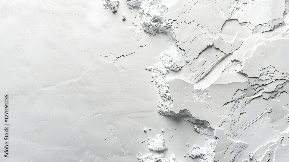 Poster abstract texture of white surface with layered and cracked patterns, ideal for backgrounds