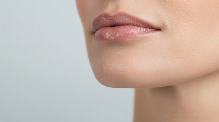 Close-up of a woman's lips with smooth and hydrated skin