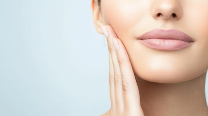 Fototapeta premium Close-up of a woman's smooth lips and flawless skin