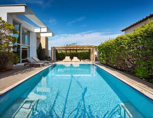 Obraz premium Generated image プールのある風景