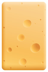 A piece of smoked cheese cross section texture isolated on white vertical background graphic illustration.