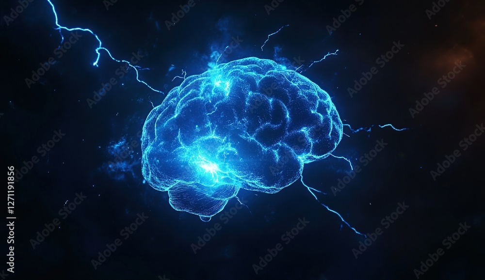 Aufkleber human brain: exploring neural pathways, cognitive functions, and electrical activity in the mind's c