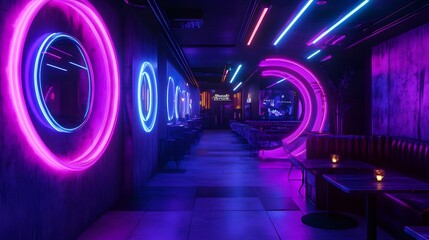 Futuristic Neon Coffee Shop Experience