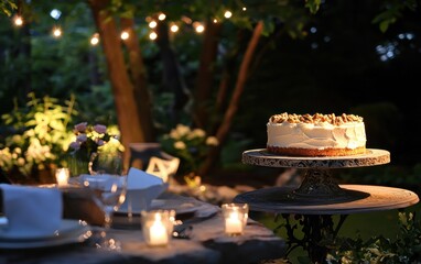 Carrot cake with cream cheese frosting and walnut topping