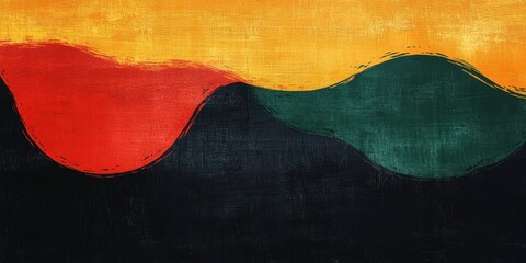 Abstract minimalistic African Background Art Red, Yellow, Green, and Black