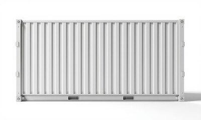 realistic mockup of cargo container with clean, white design, showcasing its ribbed texture and structural details, ideal for shipping and storage concepts