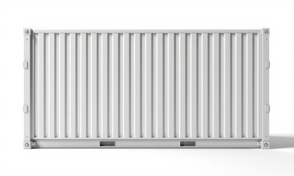 realistic mockup of cargo container with clean, white design, showcasing its ribbed texture and structural details, ideal for shipping and storage concepts