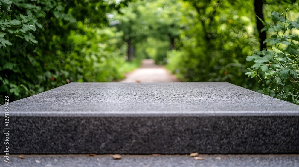 Aufkleber serene pathway surrounded by lush green foliage ideal for nature walks and reflection : generative a