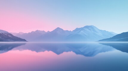 Serene Mountain Lake Reflecting Pastel Sunset Sky