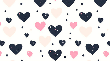 Delightful Hearts Pattern Seamless Design with Pink and Dark Hearts on Light Background Aesthetic