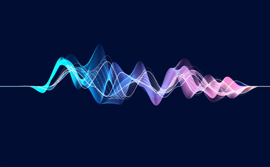Colorful dynamic wave. Music abstract background. Music wave poster design