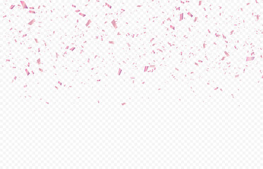 Glittering confetti on a transparent background. Pink gold confetti
