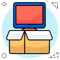 Conceptual flat design icon of lcd parcel
