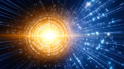 Digital Cybernetic Nexus Core and Data Flow Network Convergence in Visual Technological Sphere