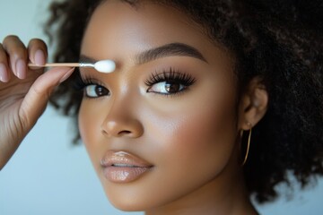 Obraz premium Stunning Makeup Application on a Beautiful Woman