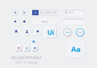 3D Neumorphic Soft UI Design. 3D Bottons.