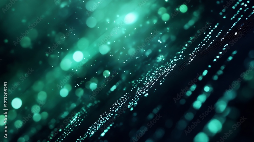 Poster stunning abstract background showcasing shimmering teal lights and droplets for modern digital desig
