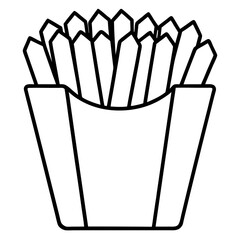 Simple French Fries Outline Vector