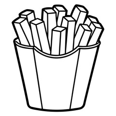 Simple French Fries Outline Vector