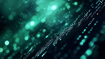 Stunning abstract background showcasing shimmering teal lights and droplets for modern digital design : Generative AI