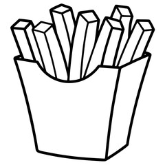 Simple French Fries Outline Vector